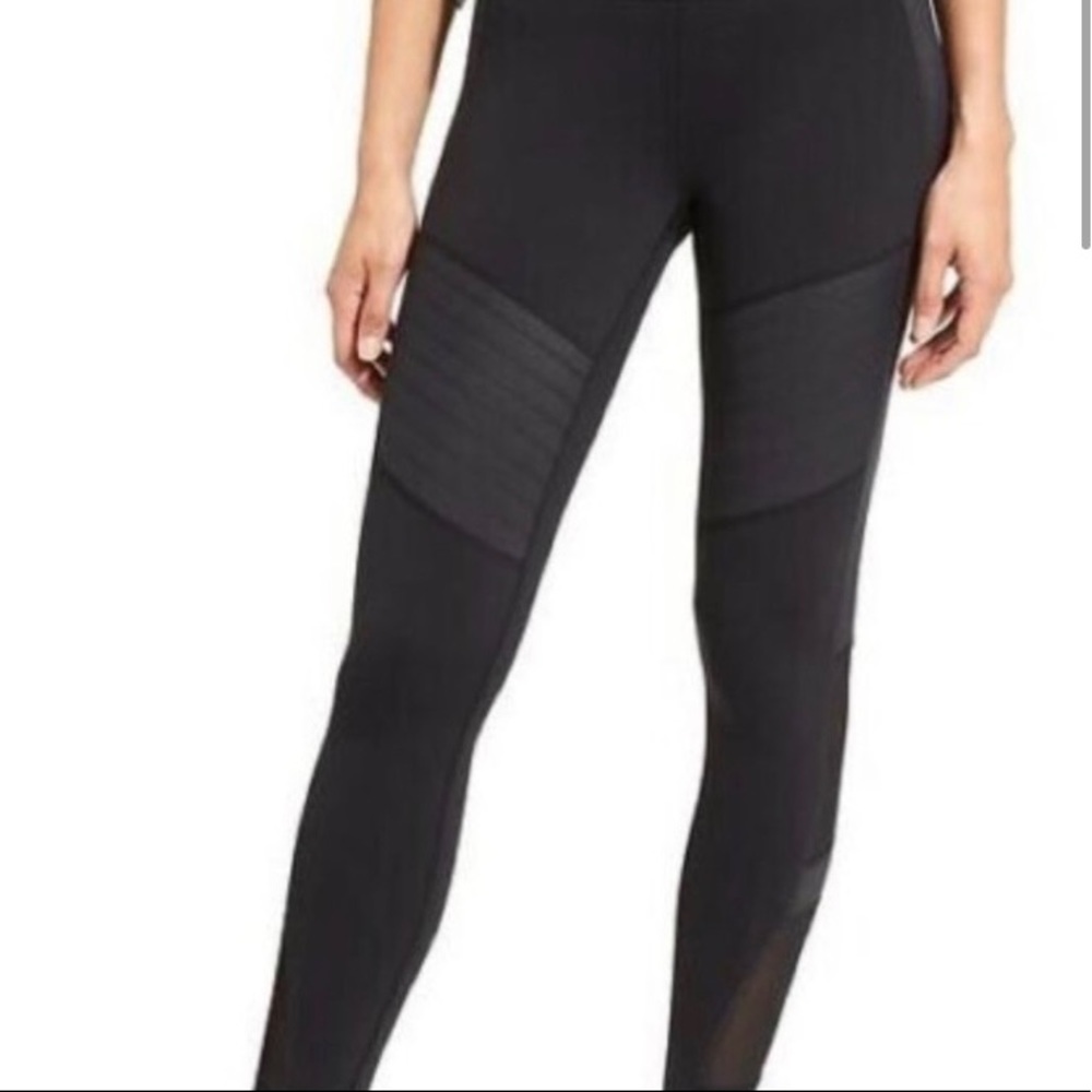 Athleta High Rise powerful gleam tight moto leggings Black XS Like New Condition